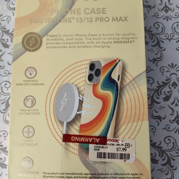 XO Poppy Phone Case For Iphone 15/14/13 Wavy Rainbow Magsafe Full Coverage - Picture 3 of 4